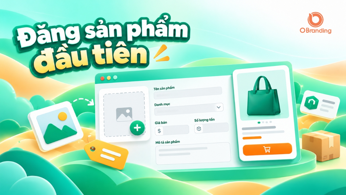 Giao diện đăng sản phẩm mới trên OBranding gồm tên sản phẩm danh mục giá bán và hình ảnh