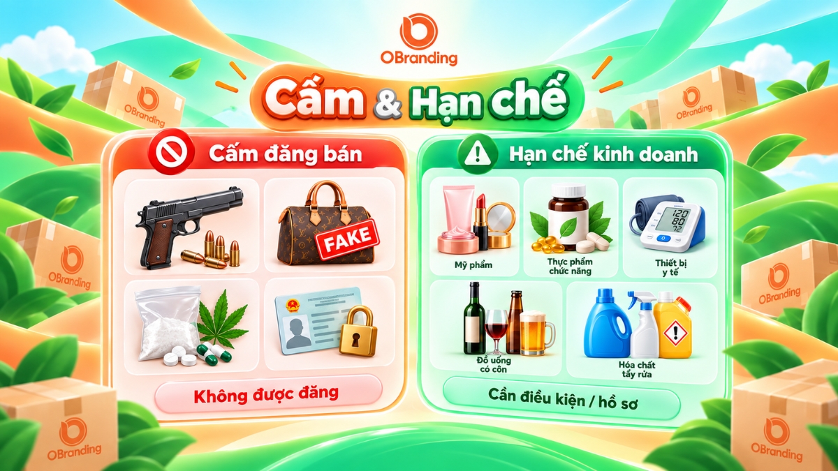 Danh mục các sản phẩm cấm đăng bán và hạn chế kinh doanh dành cho nhà bán hàng OBranding