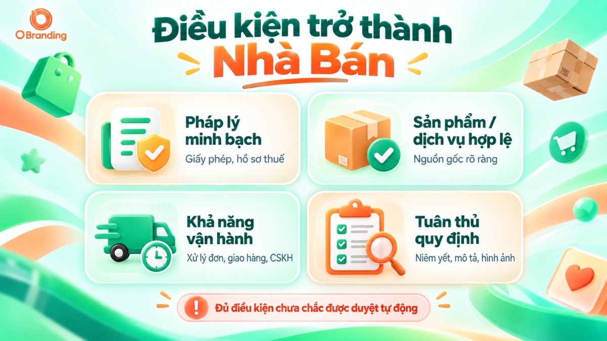 Các điều kiện tiêu chuẩn để trở thành nhà bán hàng chính thức trên OBranding
