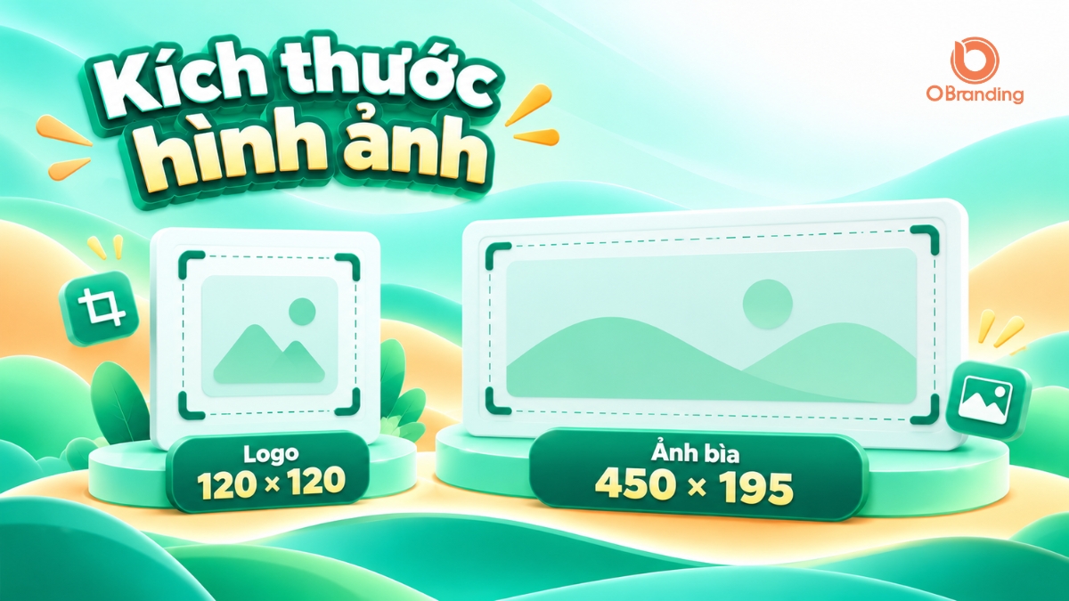 Quy định kích thước hình ảnh gian hàng OBranding với Logo 120x120 pixel và Ảnh bìa 450x195 pixel