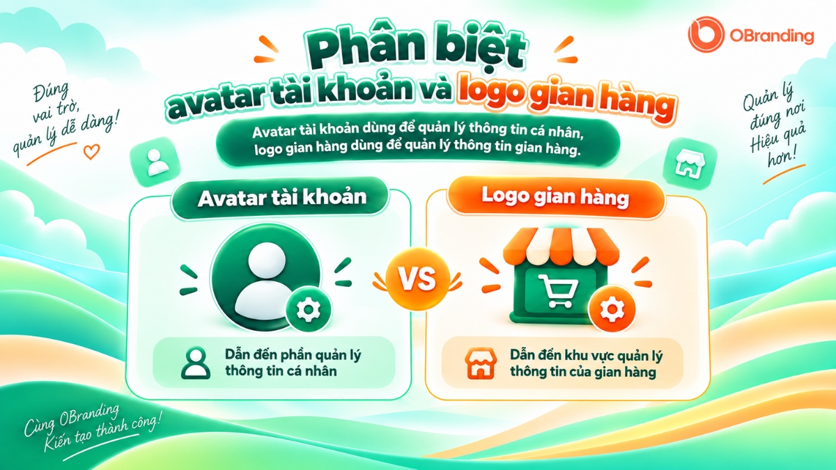 Phân biệt vị trí avatar tài khoản cá nhân và logo gian hàng trên OBranding