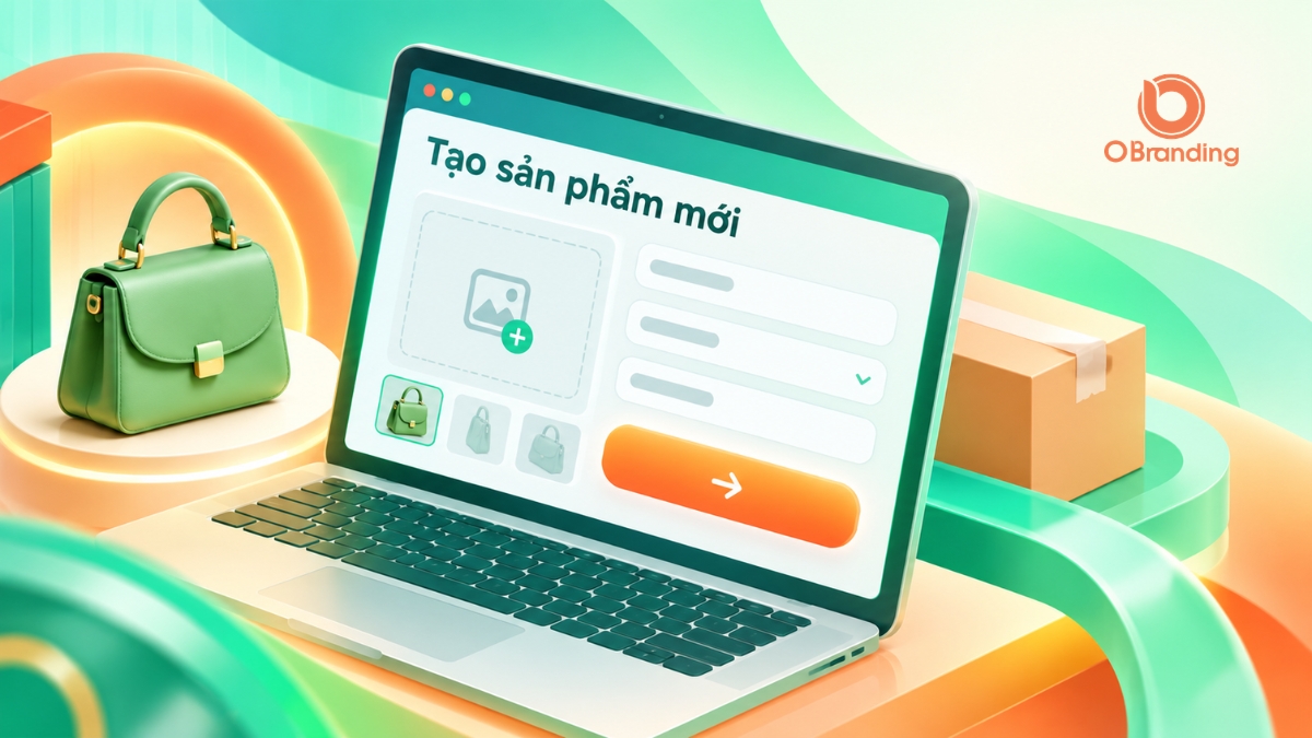 Giao diện tạo sản phẩm mới và tải hình ảnh sản phẩm lên Kênh Nhà Bán OBranding