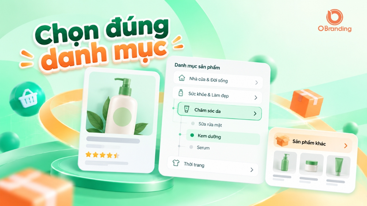 Minh họa quy trình chọn đúng danh mục sản phẩm trong ngành hàng chăm sóc da