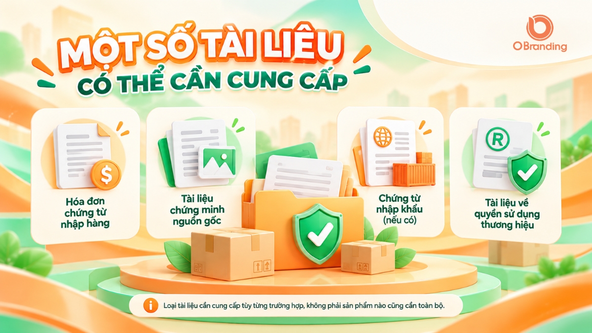 Infographic các loại giấy phép chứng từ Nhà bán cần cung cấp khi đăng sản phẩm OBranding